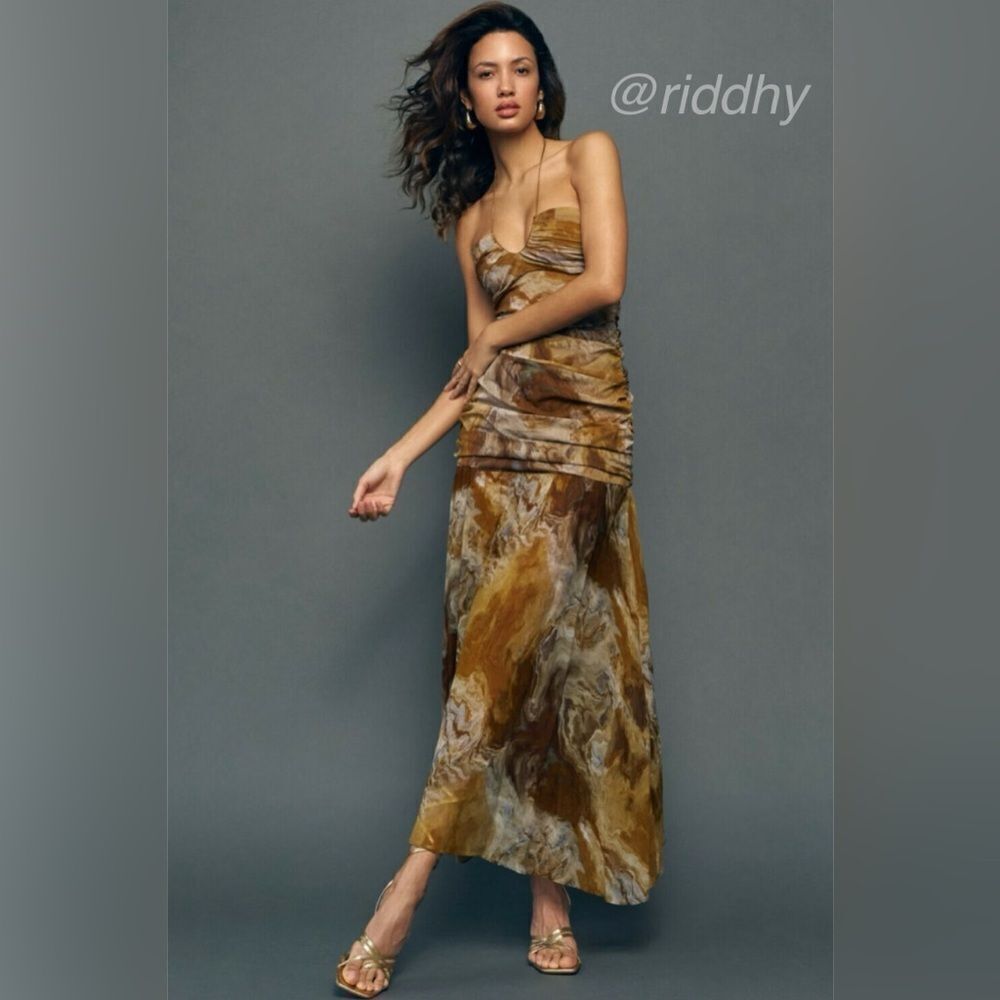 Zara tie back printed pure silk dress (Rare Find)